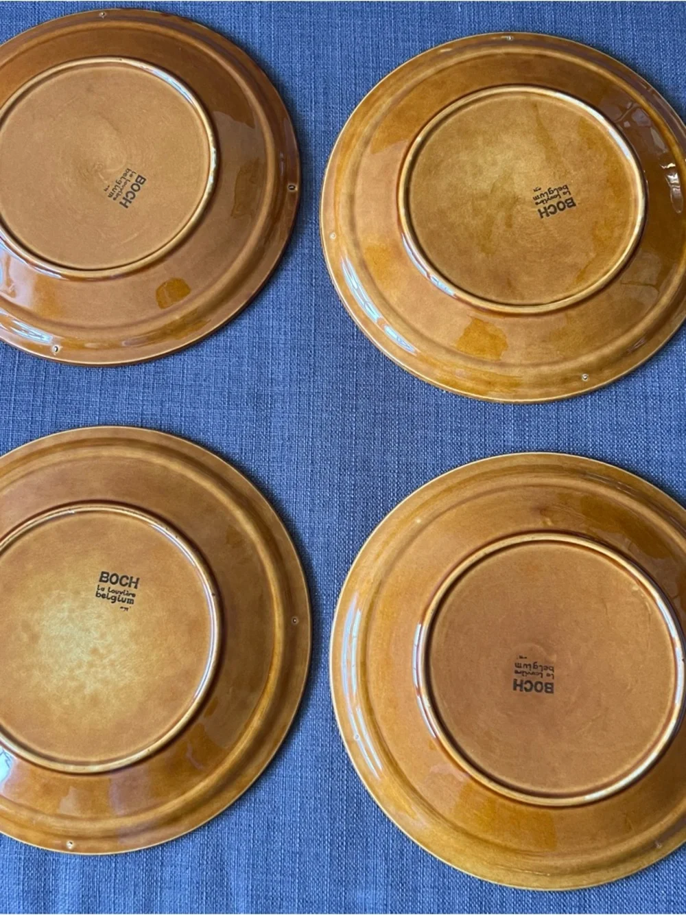 Amber-Tone Boch La Louviere Glazed Ceramic Divided Serving Dish Belgium set of 6